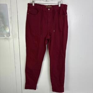 Judy Blue Jeans Womens 32 Boyfriend Garment Dyed Stretchy Drawstring Waist